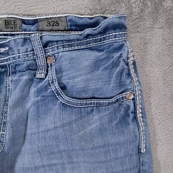 BKE Tyson Jean Men 33x30, Tag 32S Straight Leg Blue Faded Denim 100% Cotton - Picture 6 of 14